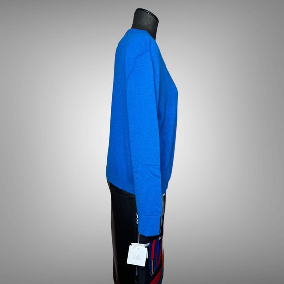 Hermes NWT 64% Cashmere 36% Cotton Womens Pullover Sweater EU Size 44 BLEU SMAL - Picture 6 of 11